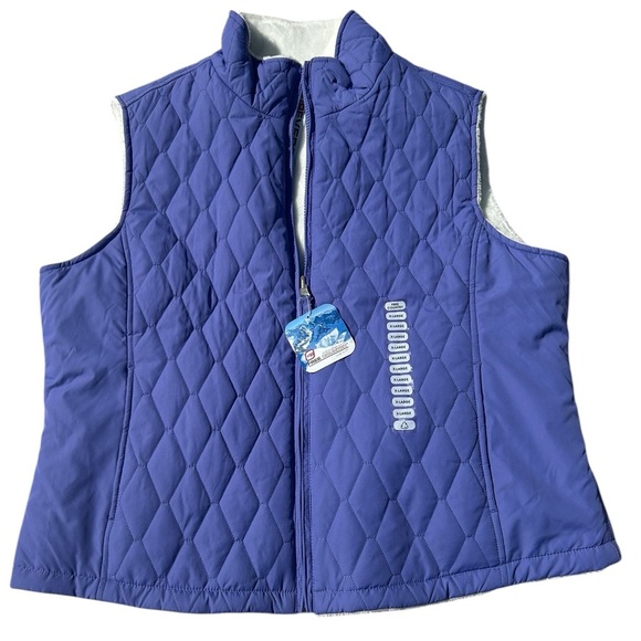 NWT FREE COUNTRY Quilted Blue Violet White Reversible Vest, Size XL - Picture 1 of 8